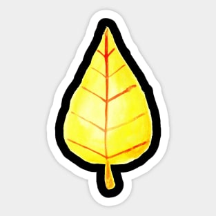 Simple Yellow Leaf Watercolor Sticker